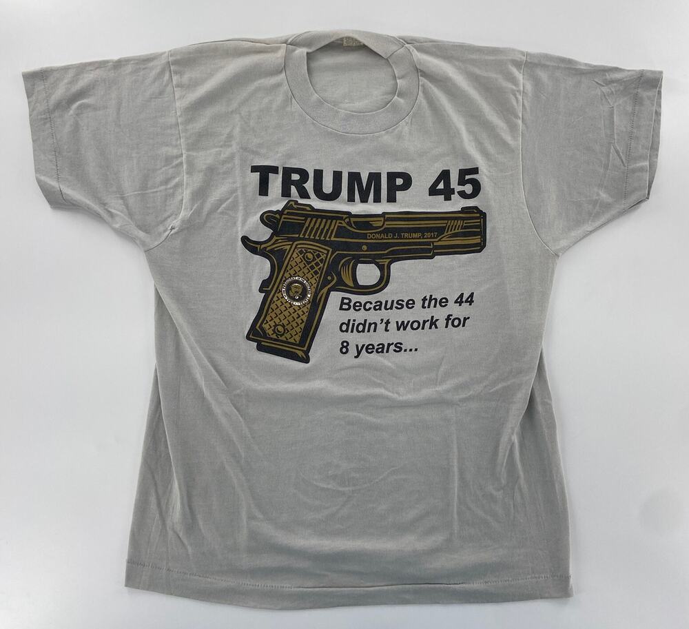 Donald Trump Shirt Adult Large Gray Crew Neck President 45 Election Logo Mens L